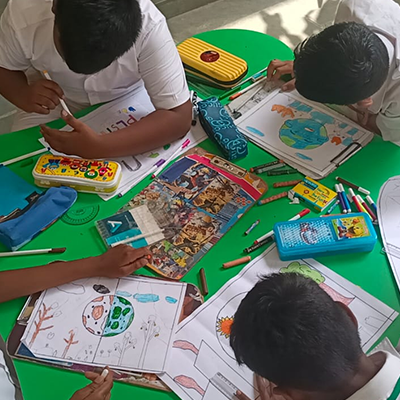 Students planting saplings